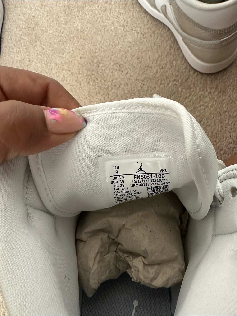 Jordan High-Top Sneakers in White and Silver - Picture 6 of 8